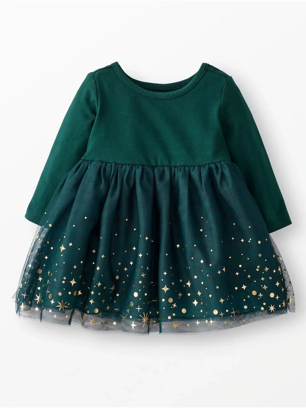 Hanna Andersson Tulle Shimmer Mini Dress Size 4 Green Holiday Christmas